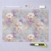 Papier Mousseline Floral blanc d'or violet (Artisanat)