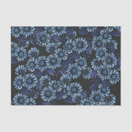 Papier Mousseline Floral bleu (Recto)