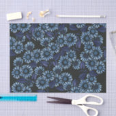 Papier Mousseline Floral bleu (Artisanat)