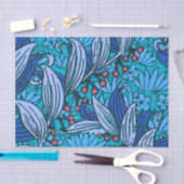 Papier Mousseline Floral bleu ancien Boho moderne (Artisanat)