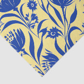 Papier Mousseline Floral Bleu De Cornflower Moderne Sur Jaune (Détail)