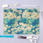 Papier Mousseline Floral bleu et blanc (Artisanat)
