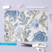 Papier Mousseline Floral bleu scintillant sur le blanc d'hiver (Artisanat)
