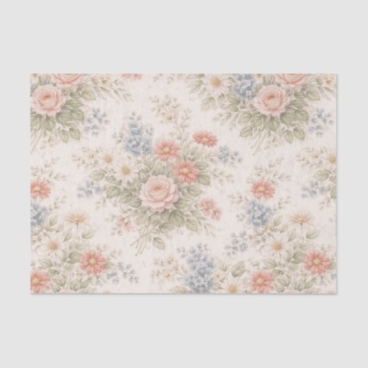 Papier Mousseline Floral Blush Garden Heirloom Pattern (Recto)