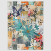 Floral & Butterfly Abstrait Art College Découpage