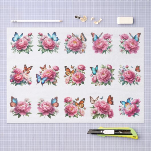 Papier Mousseline Floral Butterfly Clip-Art Illustration Decoupage (Artisanat)