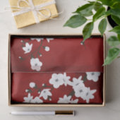 Papier Mousseline Floral Cerisier Fleur Rouge Blanc (Cadeau)
