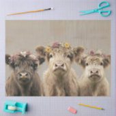 Papier Mousseline Floral Couronné Vaches Highland Rustique Whimsy Pa (Artisanat)
