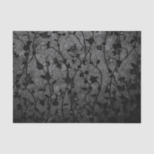 Papier Mousseline Floral d'antiquité gothique noir et blanc