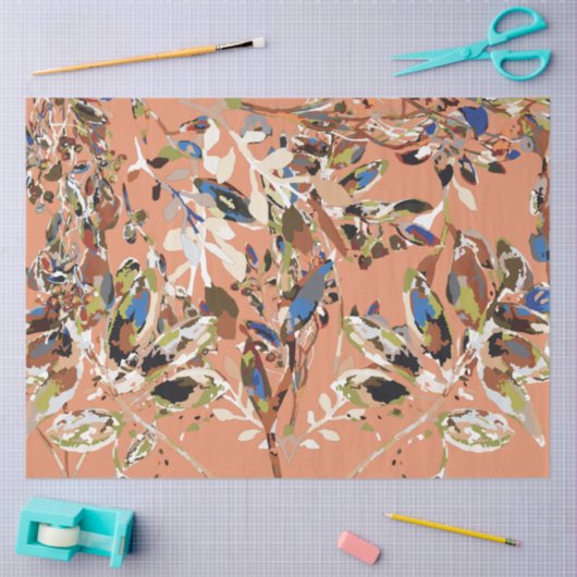 Papier Mousseline Floral d'aquarelle Feuille moderne (Artisanat)