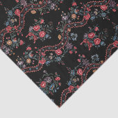 Papier Mousseline Floral de Boho noir coloré (Détail)