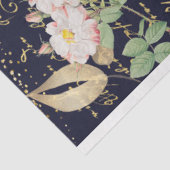 Papier Mousseline Floral Découpage rose Fleur Rose Marine Blue Gold (Détail)