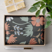 Papier Mousseline Floral Feuille orange noir moderne (Cadeau)