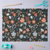 Papier Mousseline Floral Feuille orange noir moderne (Artisanat)