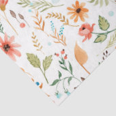 Papier Mousseline Floral Fleur sauvage automne feuille verdure aquar (Détail)