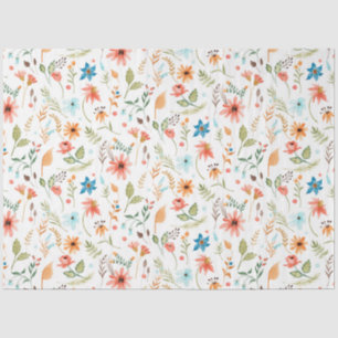 Papier Mousseline Floral Fleur sauvage automne feuille verdure aquar