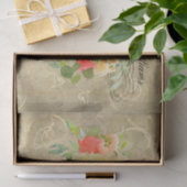 Papier Mousseline Floral Hydrangea Rose Gold Monogramme Nom (Cadeau)