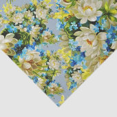 Papier Mousseline Floral jaune et bleu (Détail)