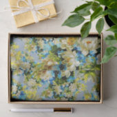 Papier Mousseline Floral jaune et bleu (Cadeau)