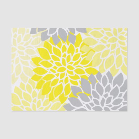 Papier Mousseline Floral jaune et gris moderne (Recto)