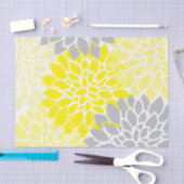 Papier Mousseline Floral jaune et gris moderne (Artisanat)