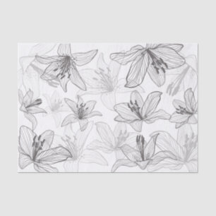 Papier Mousseline Floral Lilies Line Art