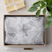 Papier Mousseline Floral Lilies Line Art (Cadeau)