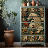 Papier Mousseline Floral médiéval William Morris Style Unicorn