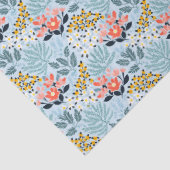 Papier Mousseline Floral moderne sur bleu (Détail)