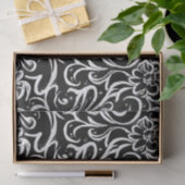 Papier Mousseline Floral noir et blanc (Cadeau)