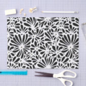 Papier Mousseline Floral noir et blanc rétro (Artisanat)