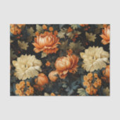 Papier Mousseline Floral noir et orange (Recto)