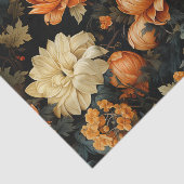 Papier Mousseline Floral noir et orange (Détail)
