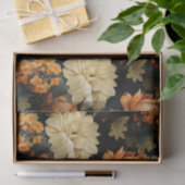 Papier Mousseline Floral noir et orange (Cadeau)