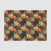 Papier Mousseline Floral noir et orange (Recto)