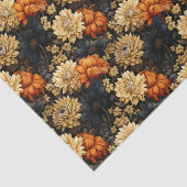 Papier Mousseline Floral noir et orange (Détail)