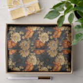 Papier Mousseline Floral noir et orange (Cadeau)