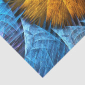 Papier Mousseline Floral Orange Bleu Jaune Art Abstrait (Détail)