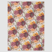 Papier Mousseline Floral Orange Bourgogne (Recto)