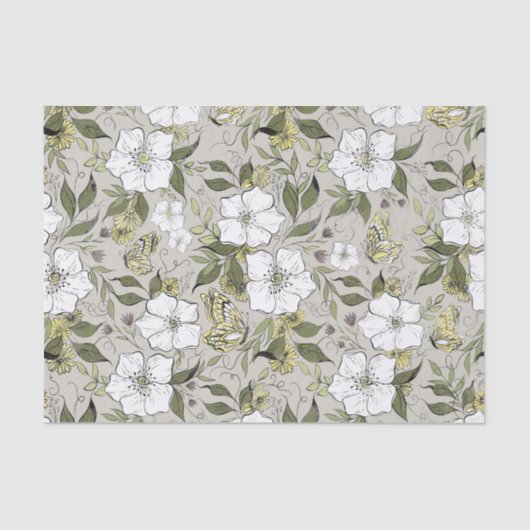 Papier Mousseline Floral papillon (Recto)