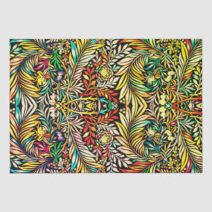 Papier Mousseline Floral Pattern in Retro Colors, Antique Style Vect