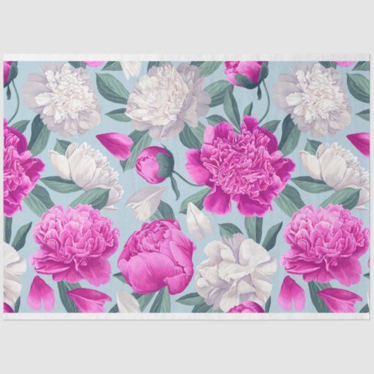 Papier Mousseline Floral Peony Peonies Fleurs Motif Découpage (Recto)