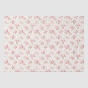 Papier Mousseline Floral Pink Cottage Rose Motif