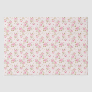 Papier Mousseline Floral Pink Cottage Rose Motif