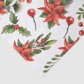 Papier Mousseline Floral Poinsettia Noël Rouge Vert (Détail)