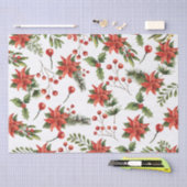 Papier Mousseline Floral Poinsettia Noël Rouge Vert (Artisanat)