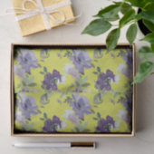 Papier Mousseline Floral pourpre sur aquarelle jaune (Cadeau)