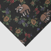Papier Mousseline Floral Raccoons mignon couchant Motif (Détail)