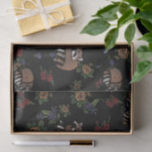 Papier Mousseline Floral Raccoons mignon couchant Motif (Cadeau)