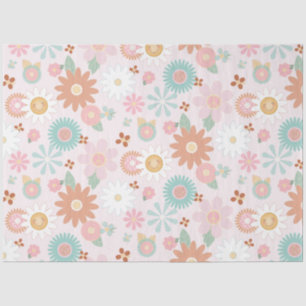 Papier Mousseline Floral Retro 60s les années 70 Hippie Daisy Flower